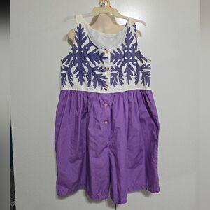 Vintage MANUHEALII Purple and White Sleeveless Dress with QUILT Design